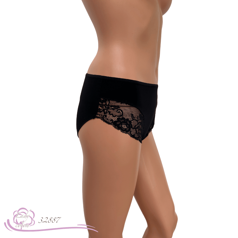 L'élégante midi culotte Eucalyptus de marque AVET noir côté - Lady-coton