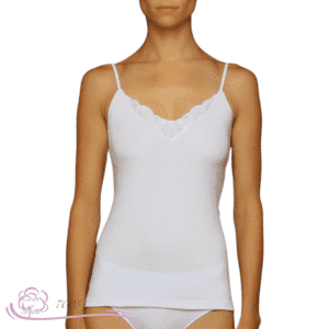 Le top broderie, top 100% coton de marque AVET face bretelle - lady-coton