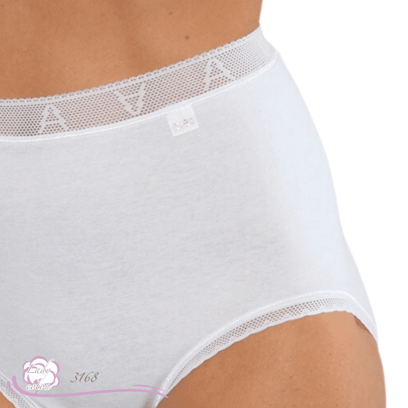 culotte dentelle haute coton blanc logo - culotte AVET - Lady-coton