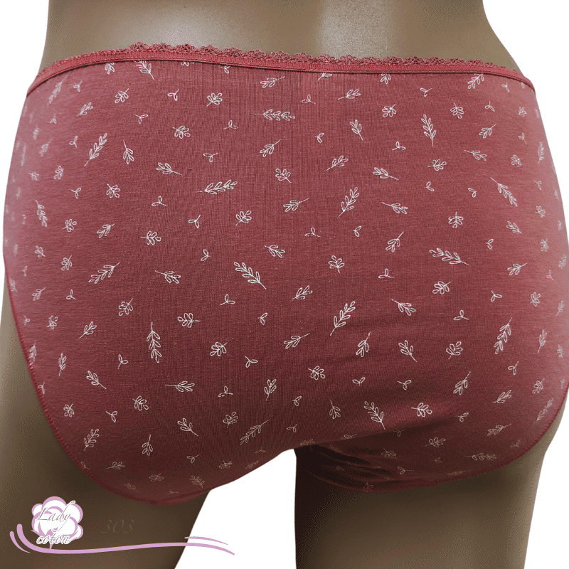Culotte Duo coton floral rose foncé dos - Culotte AVET - Lady-coton