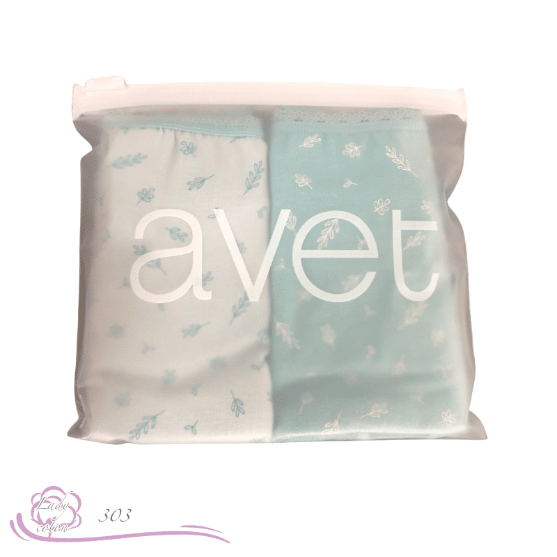 Culotte Duo coton floral pochette vert - Culotte AVET - Lady-coton