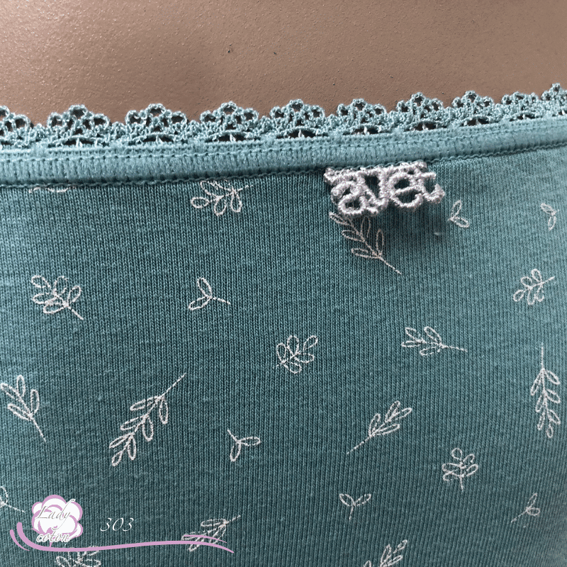 Culotte Duo coton floral vert foncé logo - Culotte AVET - Lady-coton