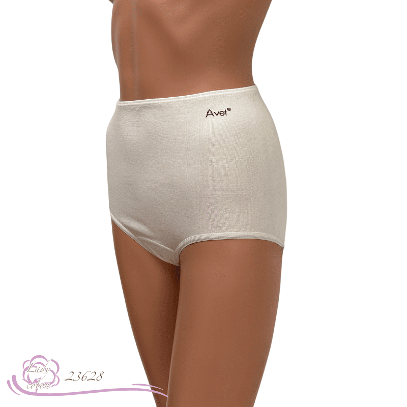 Culotte l'emboîtante haute coton ivoire côté logo - AVET - Lady-coton