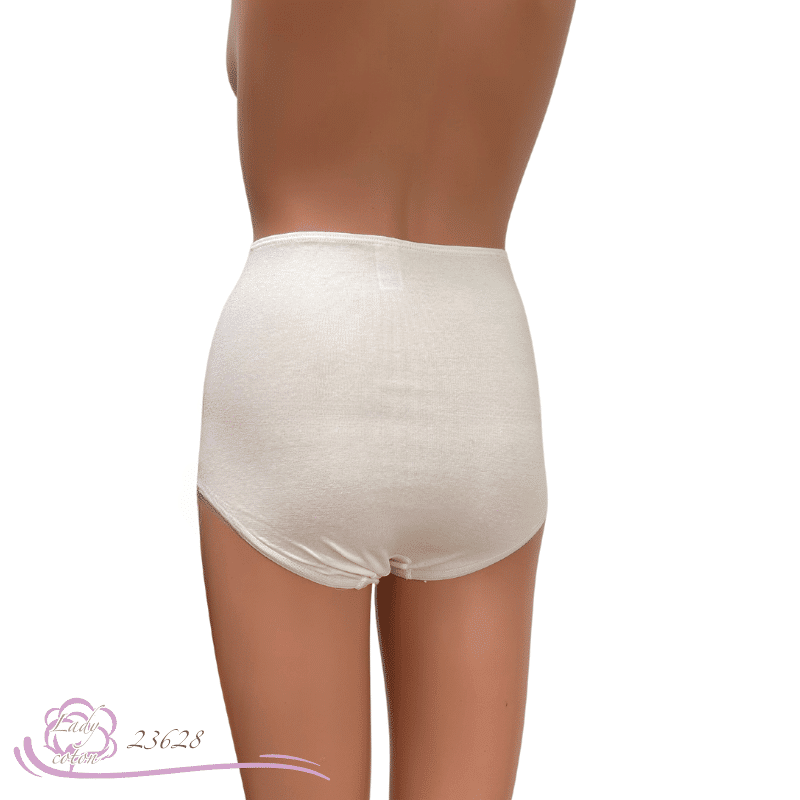 Culotte l'emboîtante haute coton ivoire dos - AVET - Lady-coton