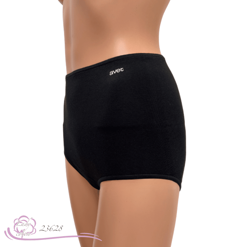 Culotte l'emboîtante haute coton noir côté logo - AVET - Lady-coton