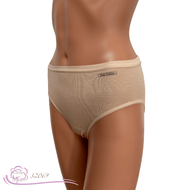 culotte La sportive midi coton beige côté logo - culotte AVET - Lady-coton