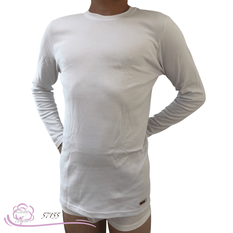 tee-shirt manches longues 100% coton homme marque AVET SET blanc face - Lady-coton