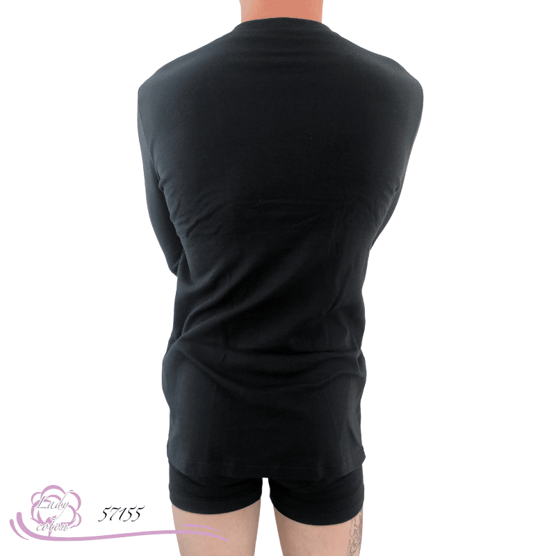 tee-shirt 100% coton homme manches longues AVET SET noir dos - Lady-coton