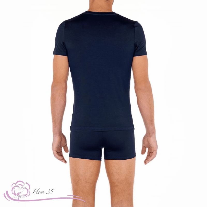 Tee-shirt eucalyptus pour homme marque HOM couleur navy dos - Lady-coton