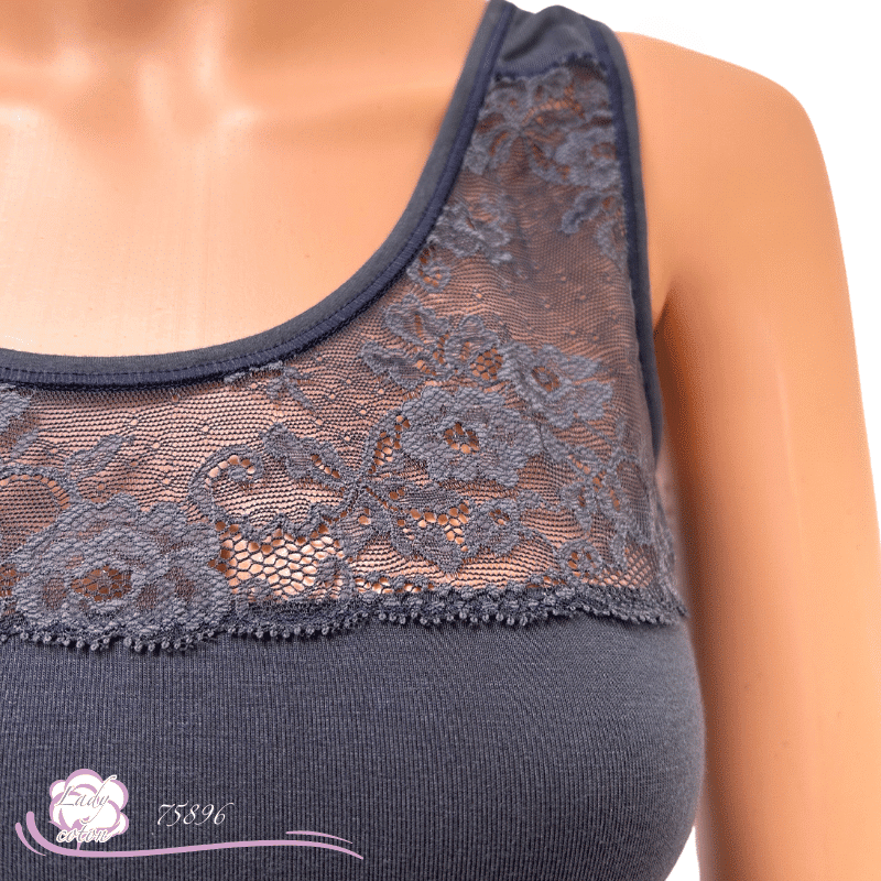 Top eucalyptus AVET bleu nuit dentelle - lady-coton, Tencel