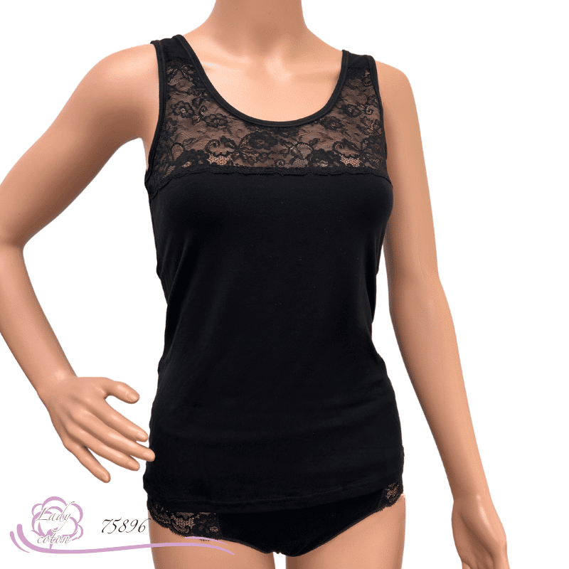 Top eucalyptus AVET noir entier - lady-coton, Tencel