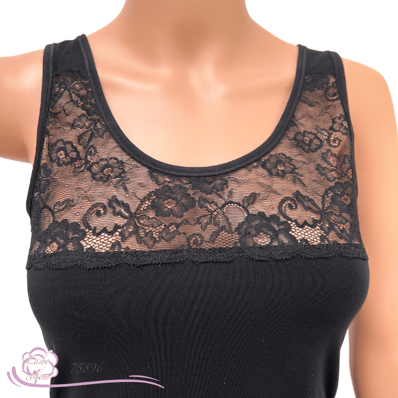 Top eucalyptus AVET noir dentelle - lady-coton, Tencel