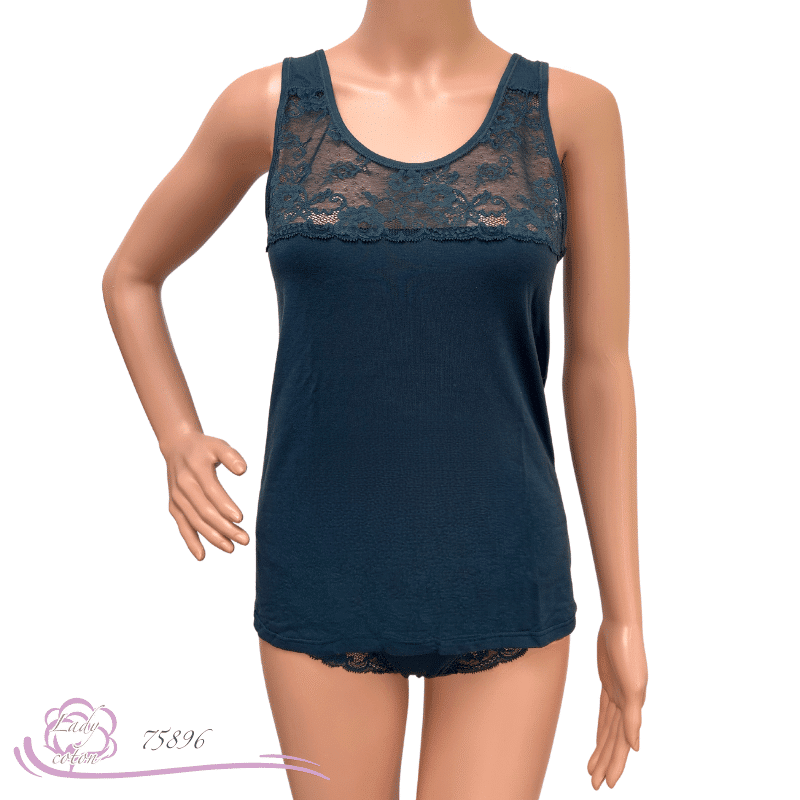 Top eucalyptus AVET bleu pétrole face - lady-coton, Tencel