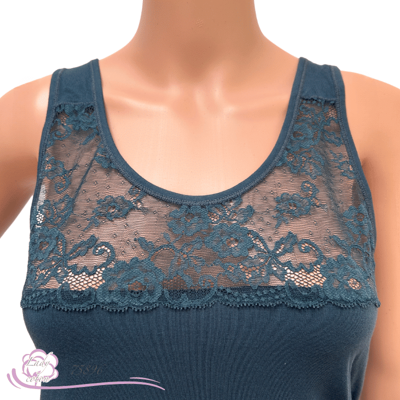 Top eucalyptus AVET bleu pétrole décolleté - lady-coton, Tencel