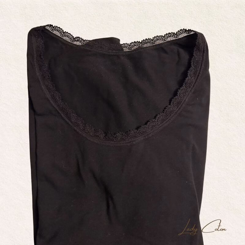 tee-shirt coton naturel femme manches longues noir vue de face