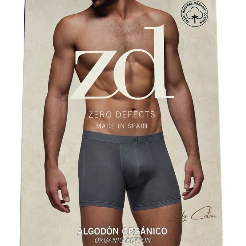 Boxer homme ZD en coton bio certifié GOTS et OEKO-TEX Standard 100, boîte et composition